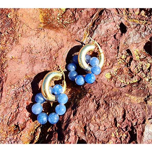 Coogee Blue Aventurine Double Hoops